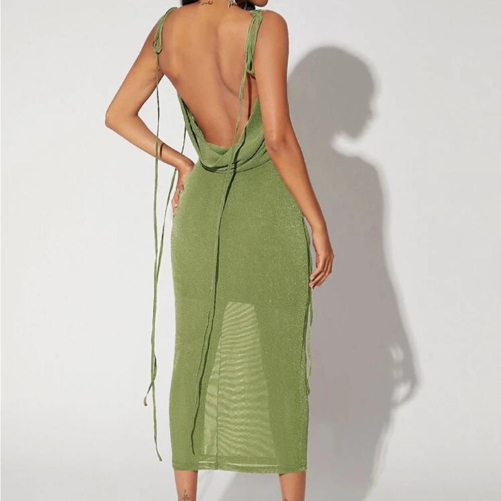 SHEIN Green Backless Slip Dress for Night Out